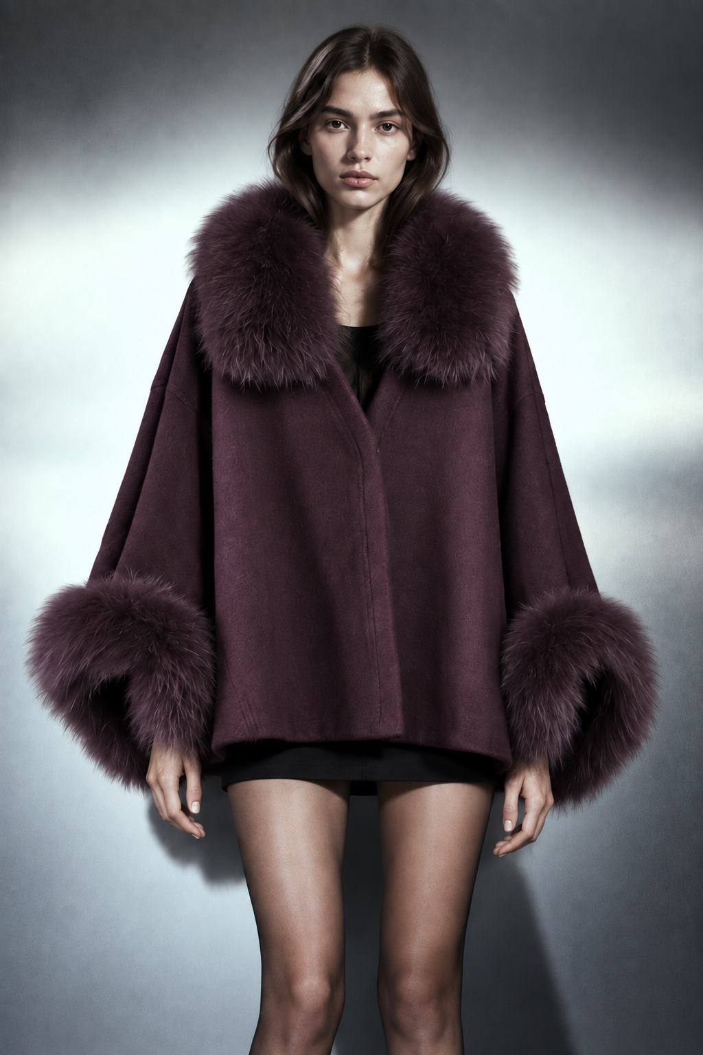The Midnight Plum Cape, détail buste
