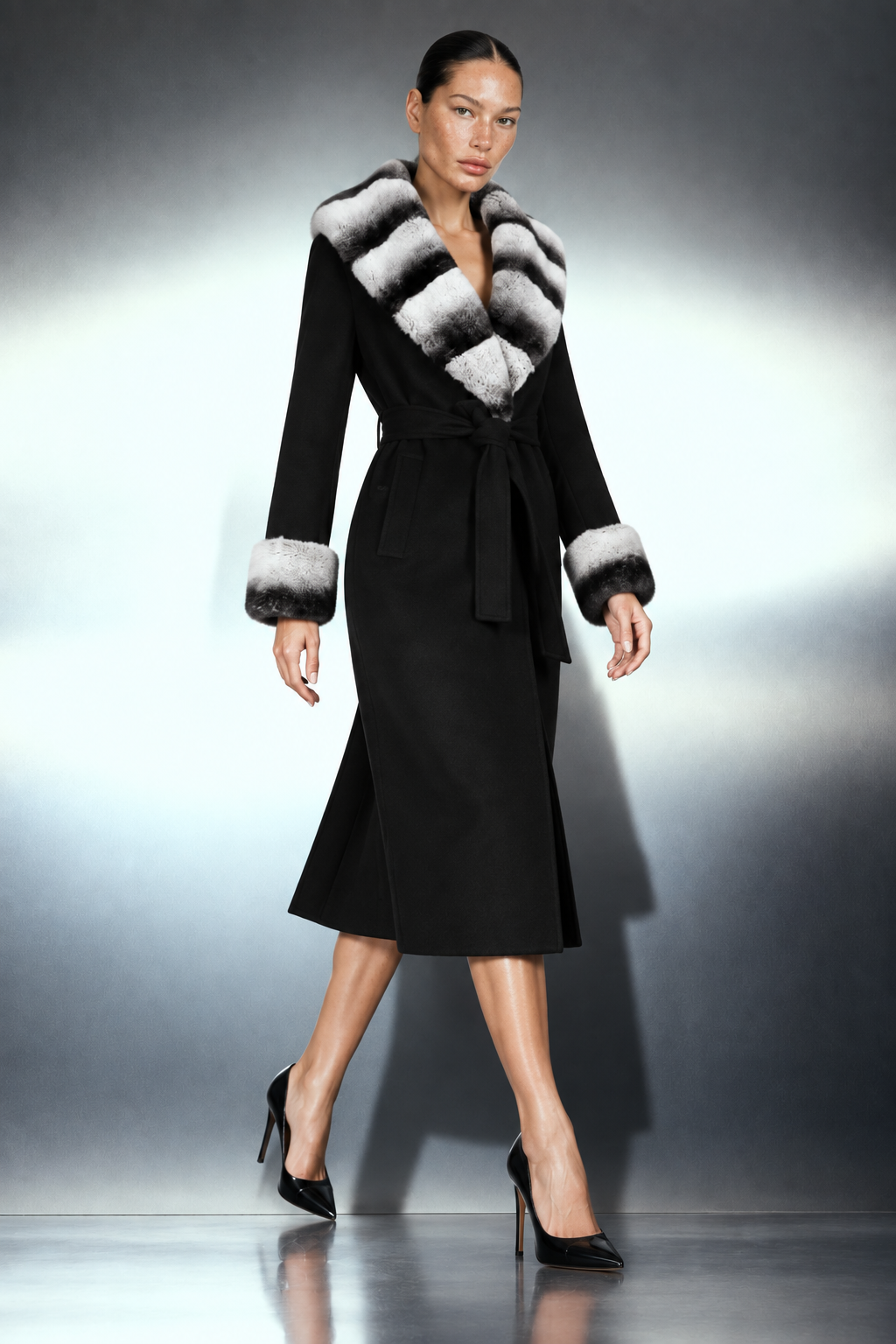 The Elenia Coat portée, trois quarts